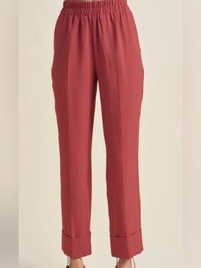 VENUS Women's Rust-Red Tailored Cuffed Trousers